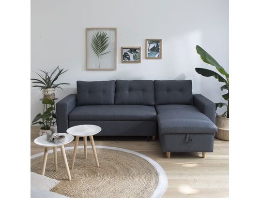 Canapé d'angle convertible wade 3 places gris chiné HAPPY GARDEN 2013