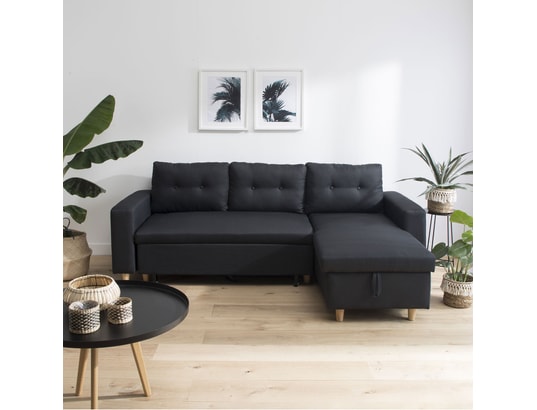 Happy Garden Canapé D'angle Convertible Wade 3 Places Gris Chiné