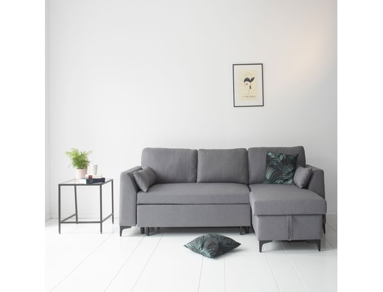 Canapé d'angle convertible logan 3 places gris HAPPY GARDEN 4333