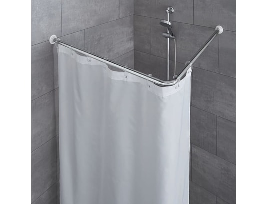 Tringle à Rideau De Douche Télescopique Aluminium Blanc - Longueur Réglable 125-220 Cm, Fixation Sans Perçage