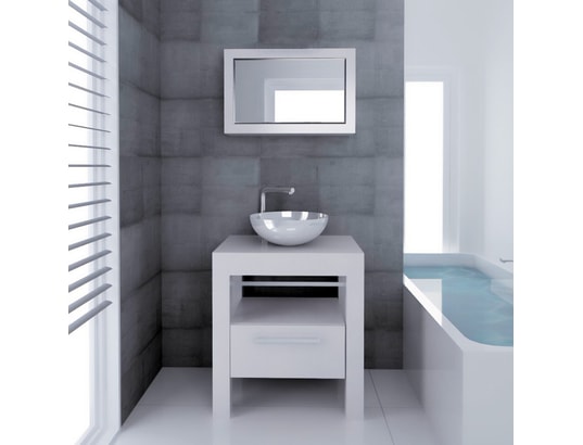 Ensemble meuble de salle de bain 70 cm bois blanc meuble sous lavabo 1