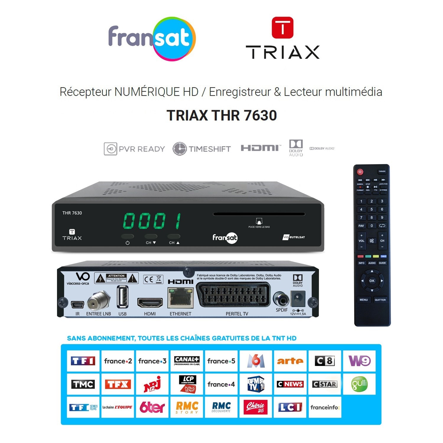 Télécommande TRIAX Pour Décodeur TNT TV - Modèle TTR 250, Fonctionnelle, D'occasion En Bon état