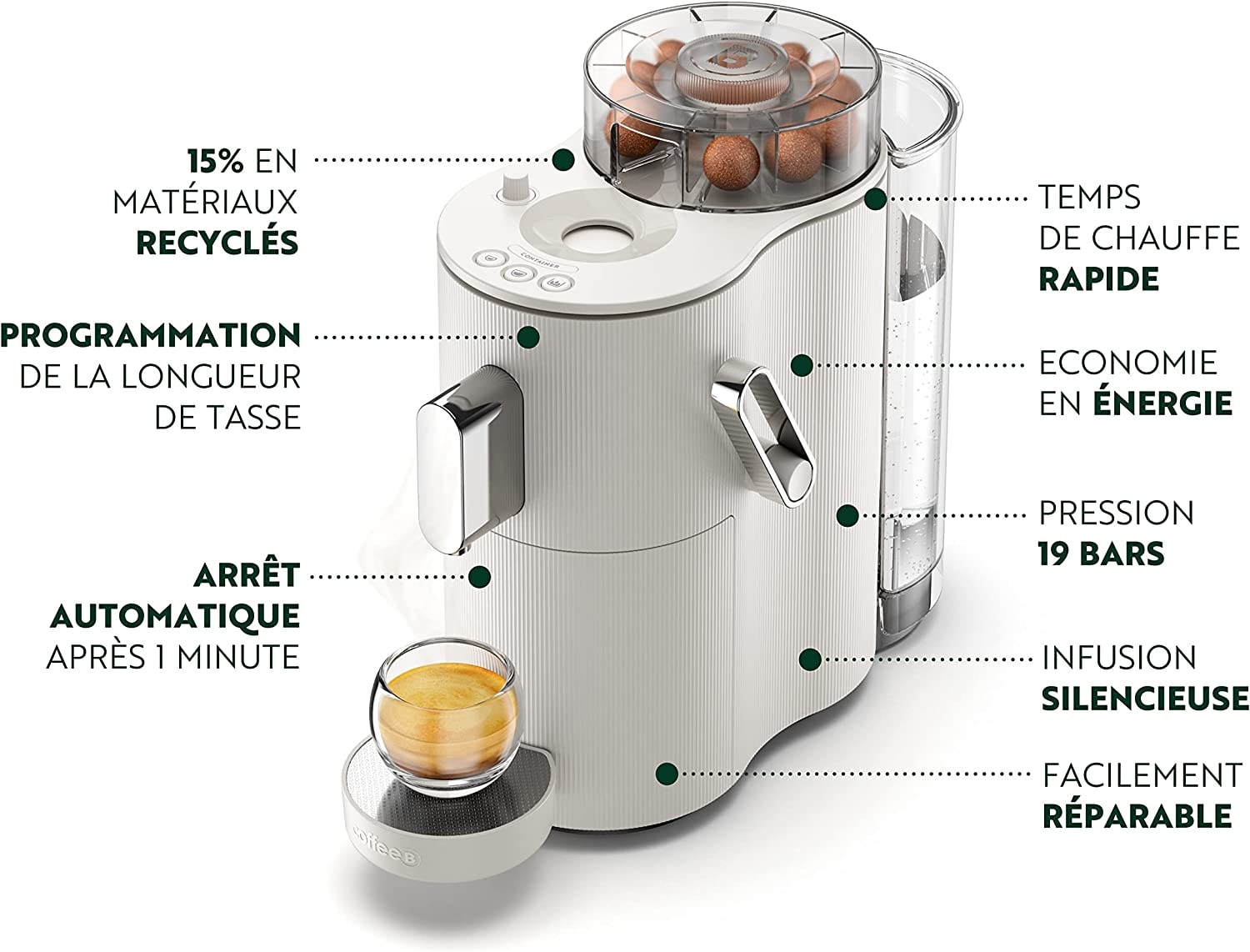 CoffeeB Globe White Machine à café à capsules – acheter chez