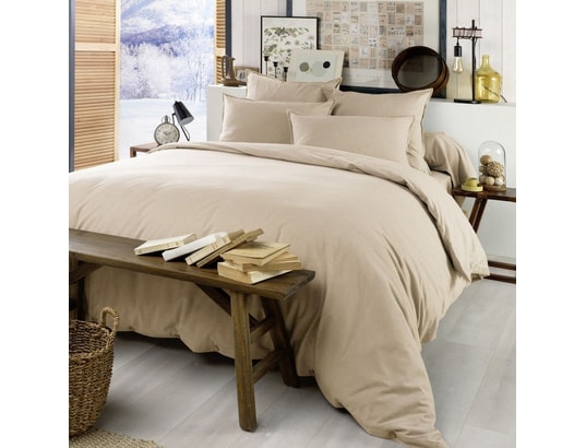 Housse de couette 240x260 flanelle de coton sable HOUSSE DE REVE