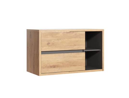 Meuble Suspendu Sous Vasque 100 Cm Chêne Naturel - 2 Tiroirs Et 2 Niches, Design Moderne Et éco-responsable