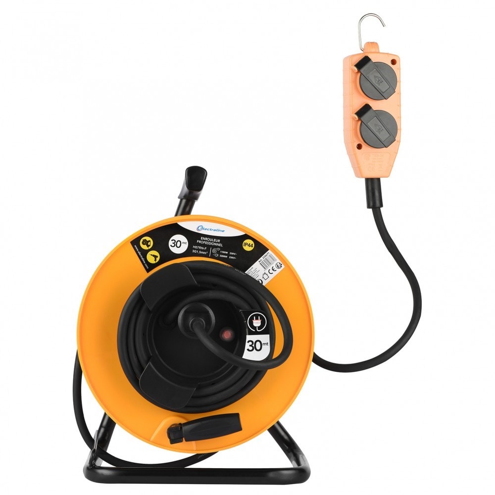 Rallonge électrique Sur Enrouleur – 10 M, 4 Prises, Section 1,5 Mm², Idéale Bricolage Et Chantier