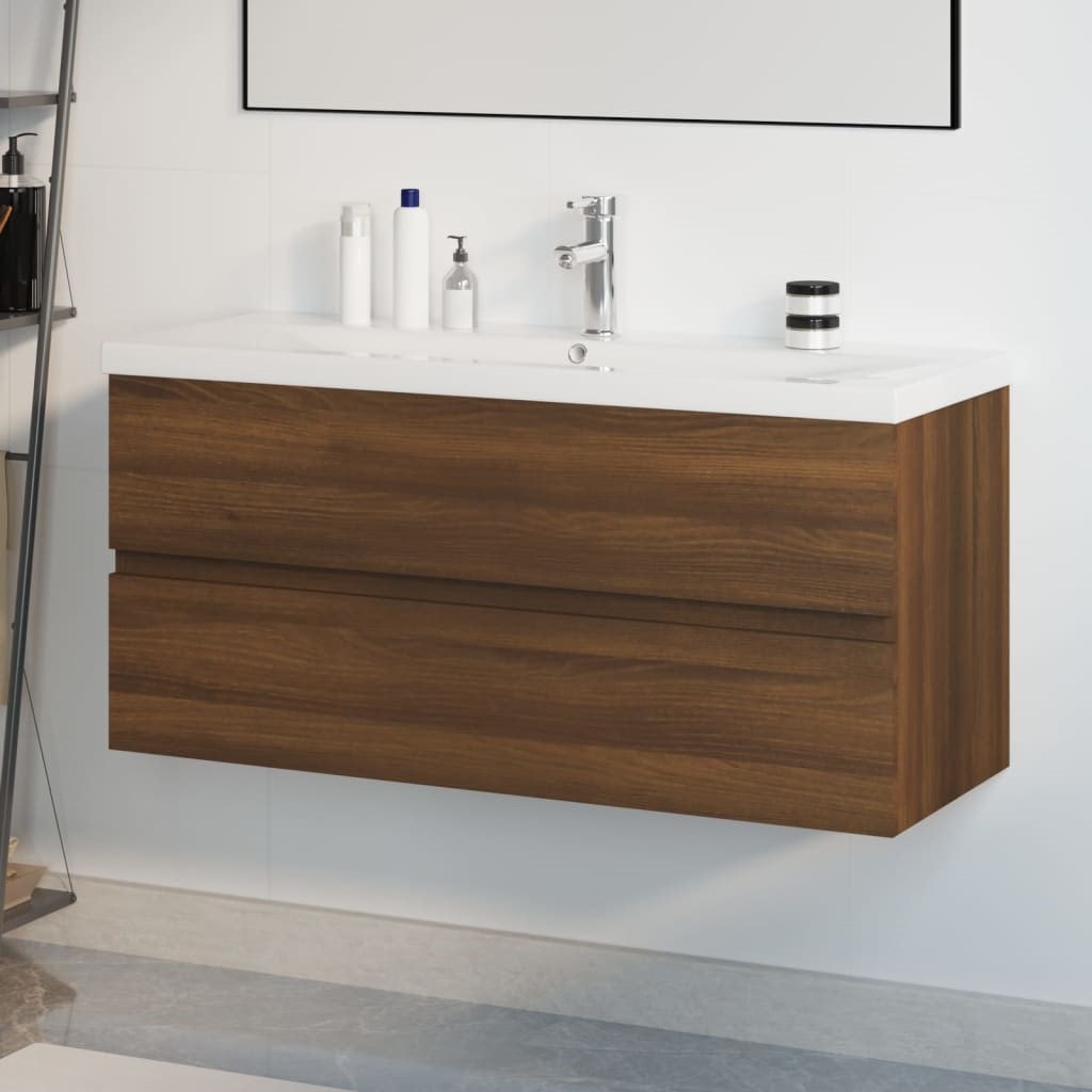 Armoire De Salle De Bain Avec Lavabo Intégré VidaXL - Meuble Évier Rangement Blanc - 90x38.5x45cm