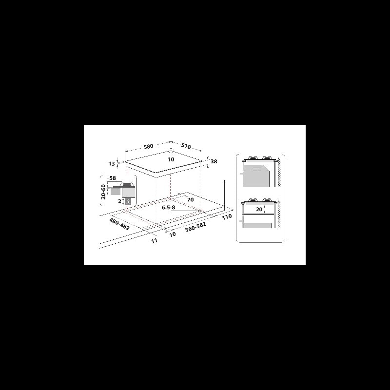 Table de cuisson gaz whirlpool integrable tgml650nb WHIRLPOOL