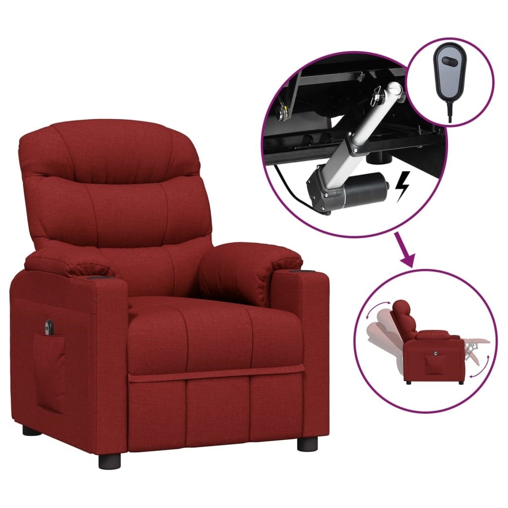 Fauteuil Inclinable électrique Avec Fonction Levage - Tissu Bordeaux - Capacité 110 Kg - Dimensions Réglables Pour Salon - 5