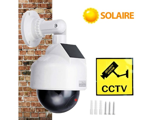 2 Fausses Caméras De Surveillance Solaires Avec LED | Caméra Factice Extérieure Noire Pour Dissuasion Vol