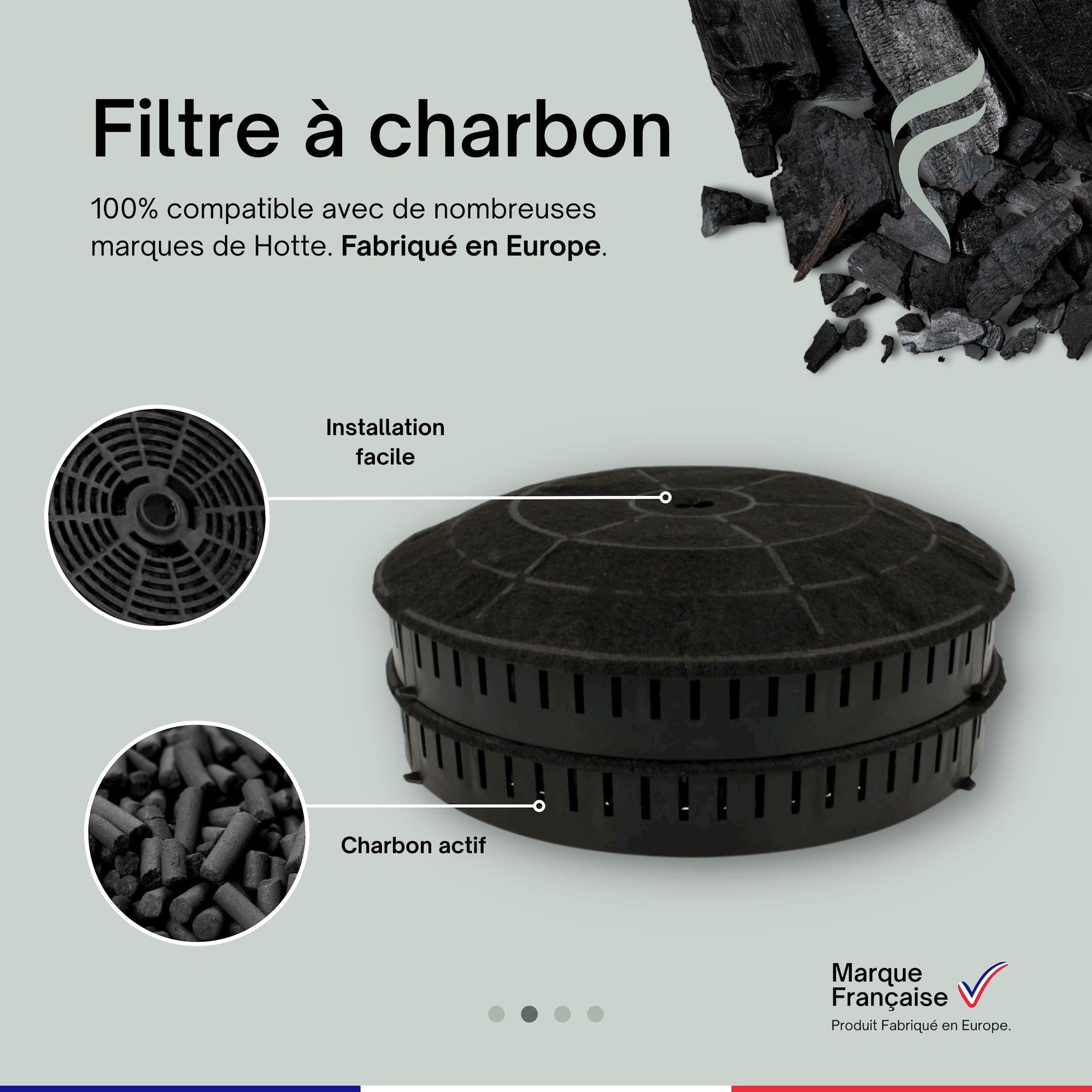 Point Filtre® - Lot de 3 Filtres à Charbon Actif pour Hotte Sauter SHR4922