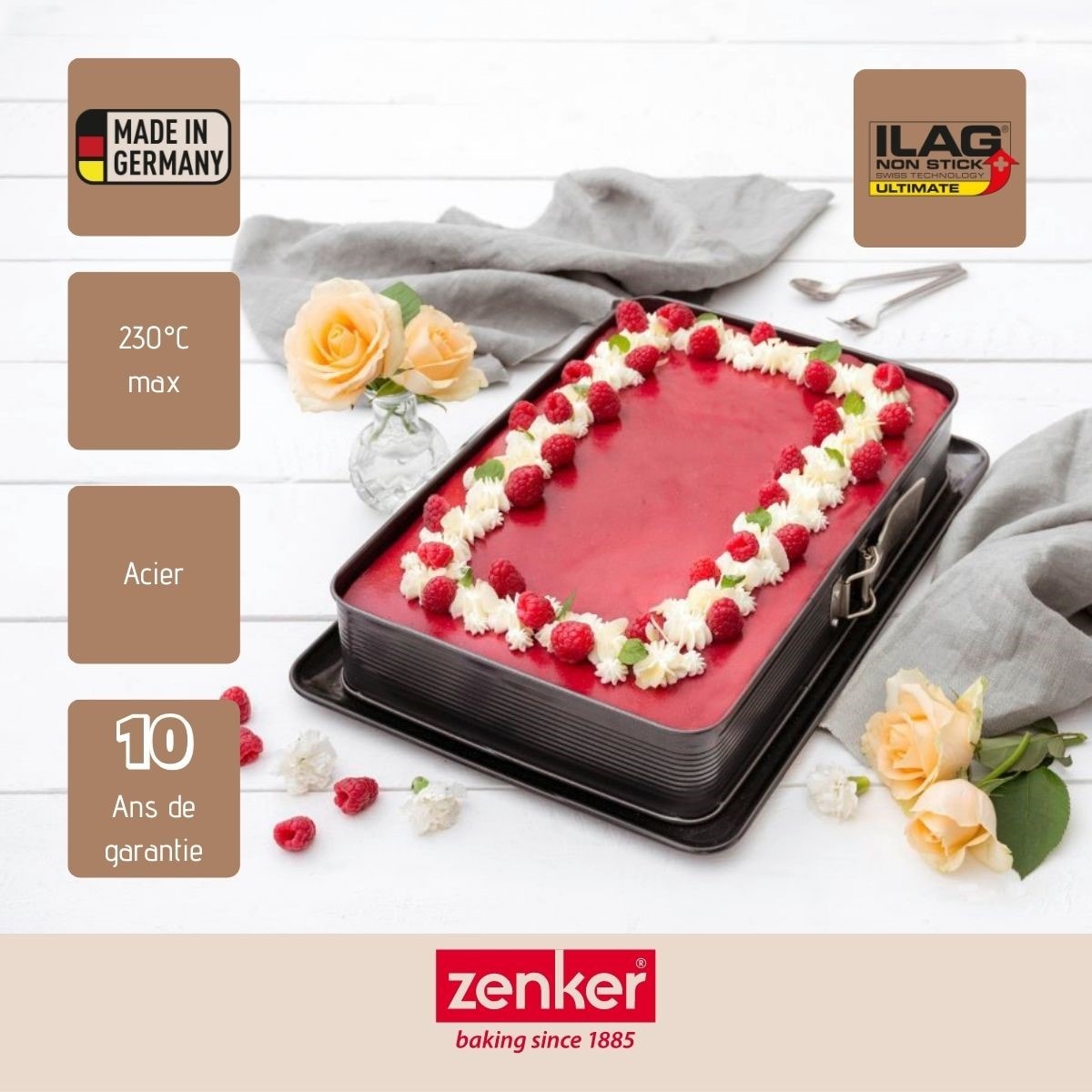 Moule à Manqué Zenker Moule à Charnière Avec Fond Plat Et Tube 18 Cm De La Moule A Manqué