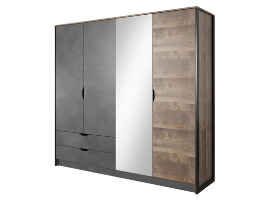 Armoire D'Angle 2 Portes Blanc 101x182 Cm - AURALI - Penderie + 6 Lingères - Gain De Place