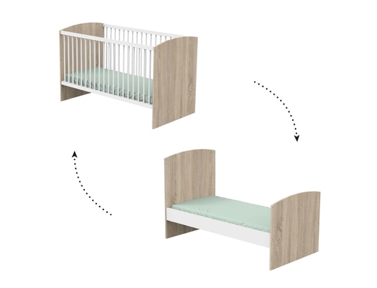 Lit évolutif 70x140 access - blanc et bois SAUTHON 7420