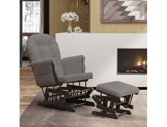 Vidaxl chaise berçante avec repose-pied gris foncé tissu VIDAXL