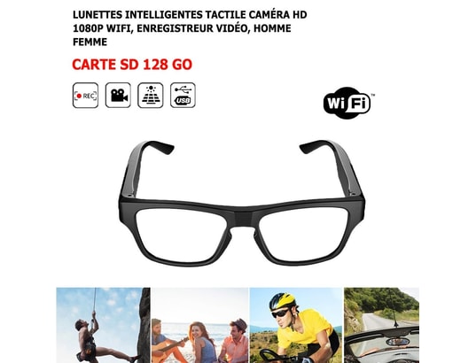 Lunettes intelligentes tactile caméra hd 1080p wifi, enregistreur