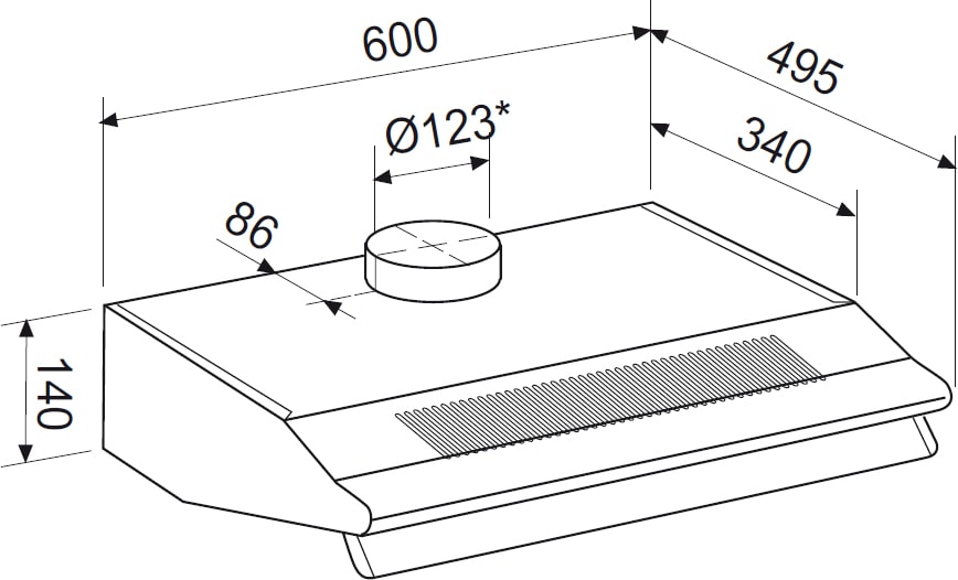 Ciarra Hotte Aspirante Encastrée - Hotte de Cuisine Intégrée - 300 m³/h