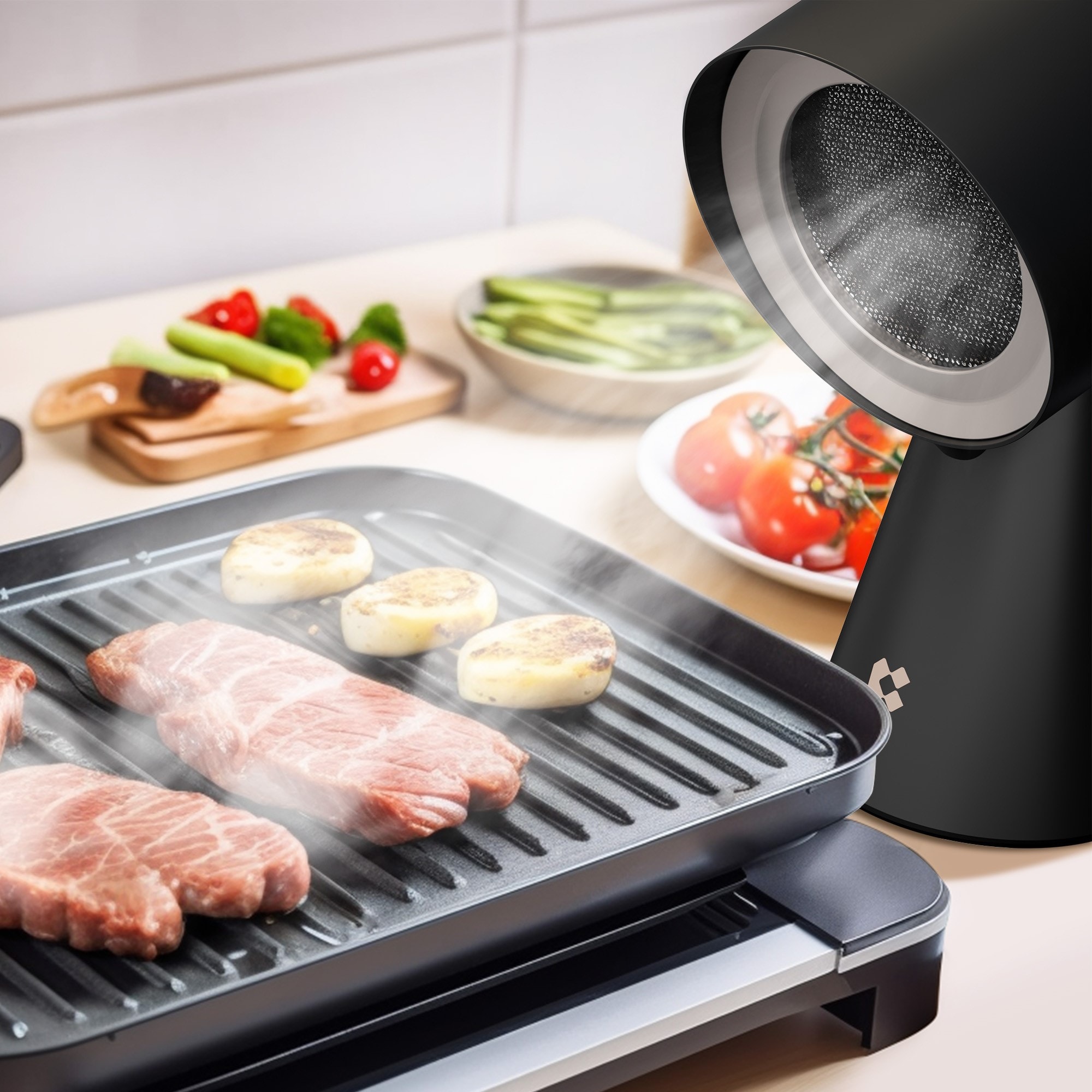 Mini Hotte Aspirante Portable De Bureau - 5V/2A Gris Noir - Pour Cuisine Maison Barbecue
