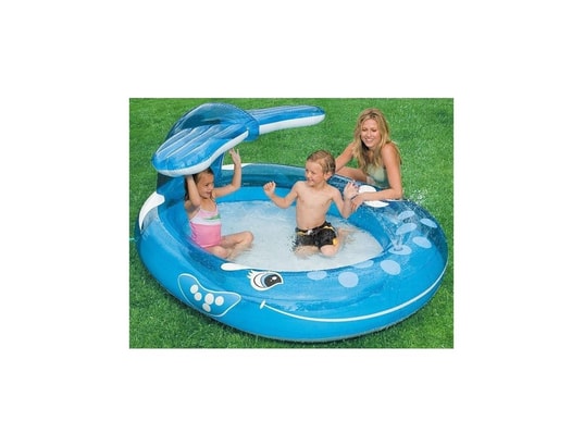 Piscinette Fontaine Baleine Intex Gonflable - 201x196x91cm - Fontaine Connectée Tuyau D'arrosage - Pour Enfants