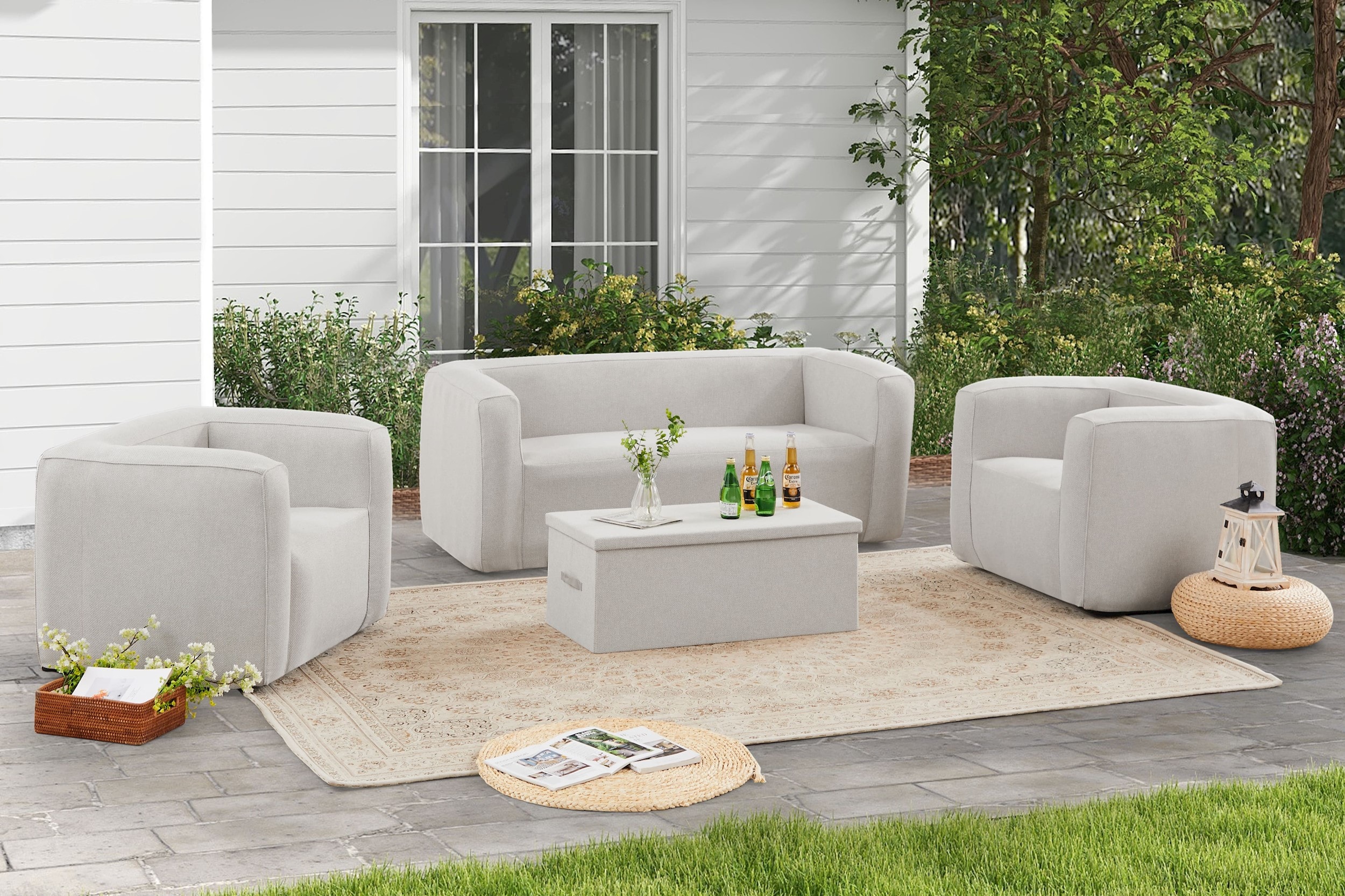 Set De Salon Gonflable Complet Terracotta - Intérieur Et Extérieur - C