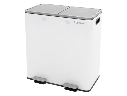 Poubelle De Tri Sélectif Design 2x30L - Couvercle Inclus - Acier & Plastique