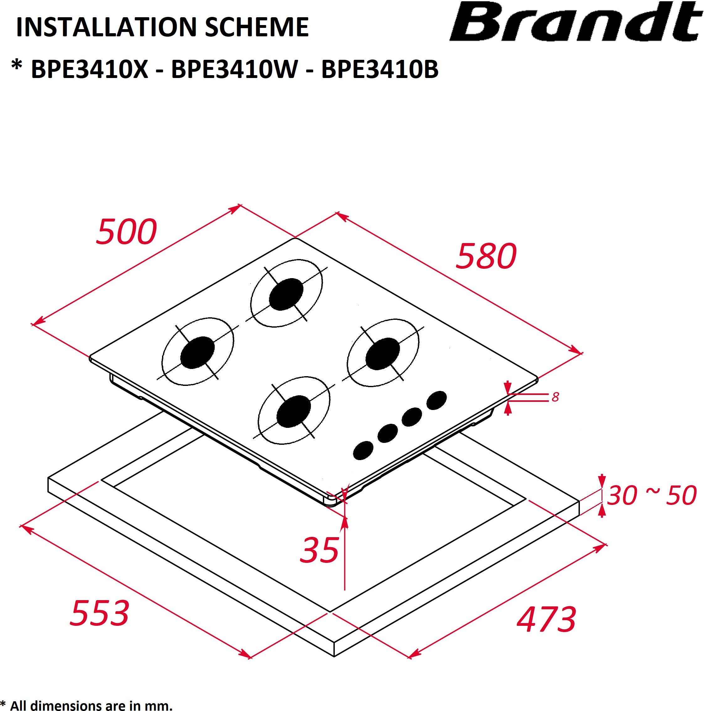 BRANDT BPE3410B, 4 feux gaz, Thermocouple Plaque gaz Pas Cher — free download