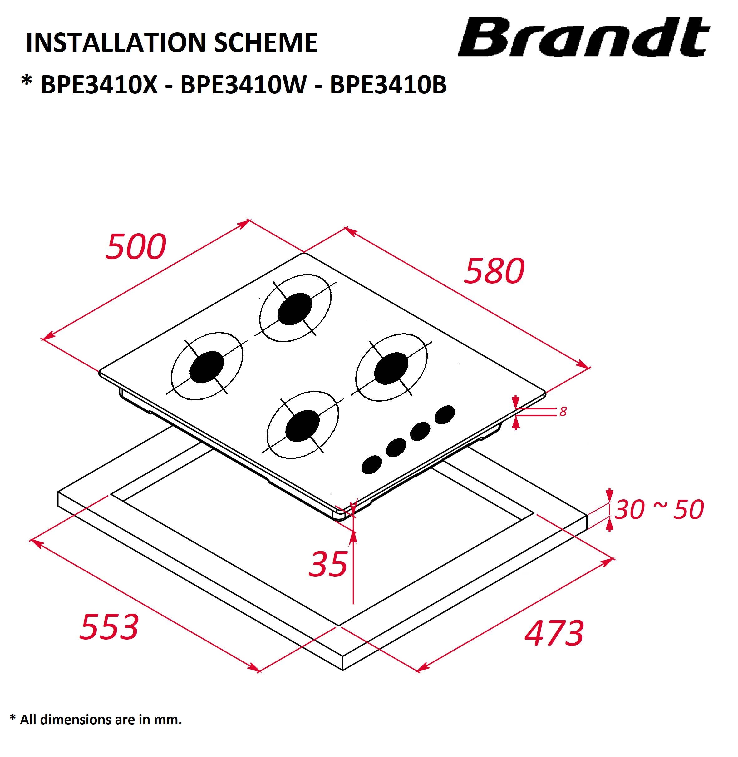 BRANDT BPE3410X, 58 cm, Thermocouples, Allumage une main Plaque gaz