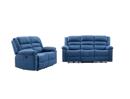 Ensemble De Canapé 2 Places En Tissu Bleu – Neuf, Confortable Et Modulable