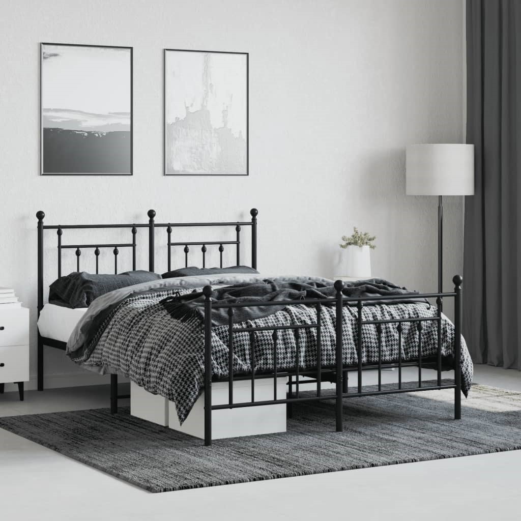 Tête De Lit En Métal Noir VidaXL 140 Cm - Hauteur 90 Cm, Acier Robuste - Pour Lit 140 Cm De Large - Sans Cadre Ni Matelas