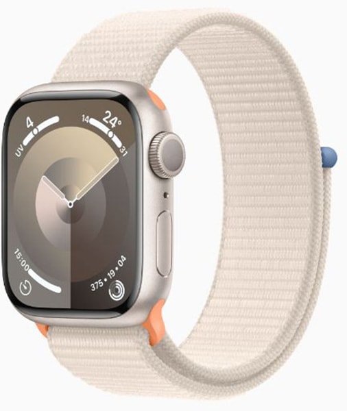 Montre connectee APPLE Watch 9 Alu 41mm Lumiere stellaire Boucle Sport Pas Cher UBALDI