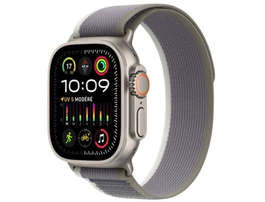 Montre connectée APPLE Watch Ultra Titane boucle Trail vert/gris