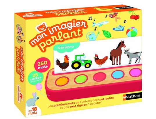 Nathan Mon Imagier Parlant – 250 Mots, 25 Cartes Et Sons D’animaux, Jeu éducatif Interactif Dès 18 Mois