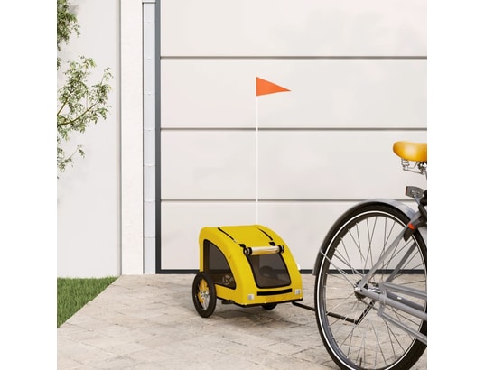 Vidaxl remorque de vélo pour chien jaune tissu oxford et fer