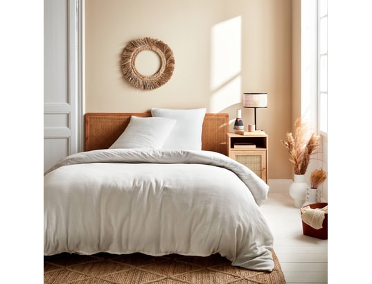 Parure de lit gaze de coton / coton. 2 places. 1 housse de couette avec