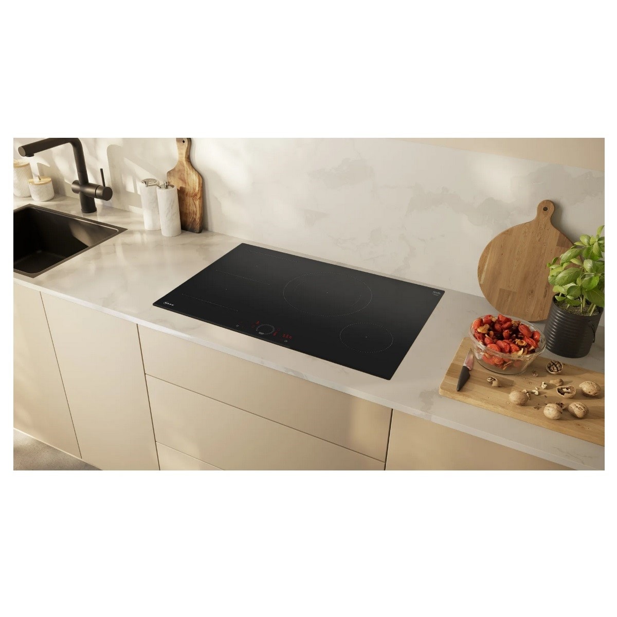 NEFF Table de cuisson induction 80cm 4 feux 7400w noir t58fhs1l0 Pas Cher