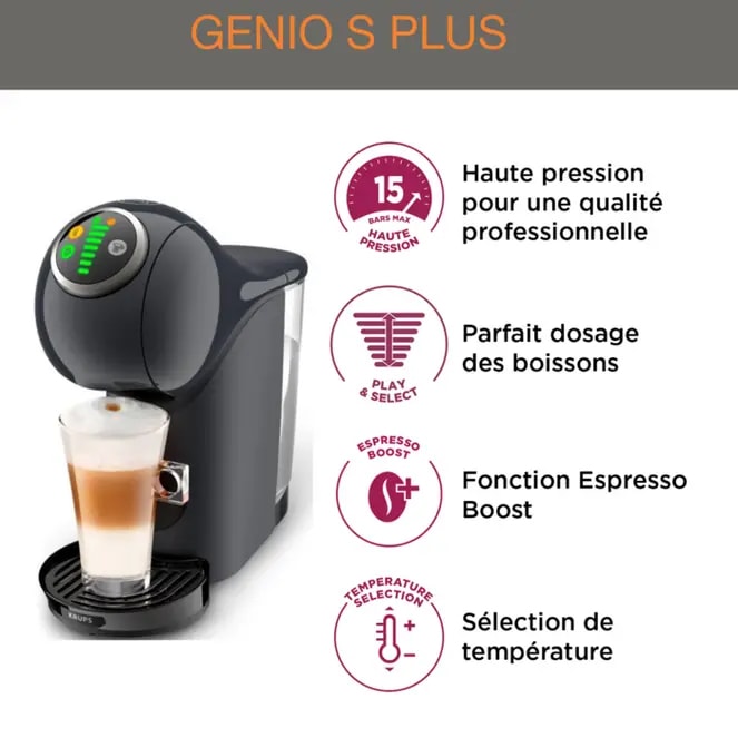 Expresso KRUPS GENIO S PLUS COSMIC GREY Pas Cher 