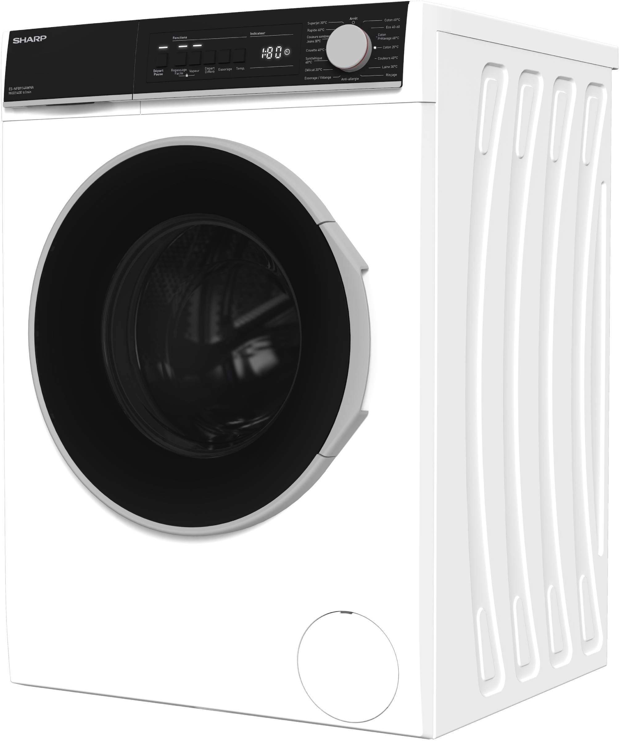 Lave-linge Frontal Sharp ESNFB214CWDA - 12 Kg, 1400 Tr/min - Économe En énergie Classe A