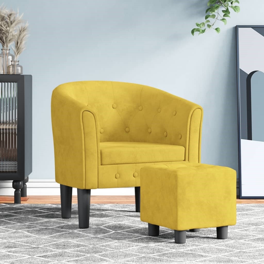 Fauteuil Inclinable Avec Repose-pieds VidaXL - Jaune Clair, Pivotant 360°, Dossier Réglable, Tissu Polyester