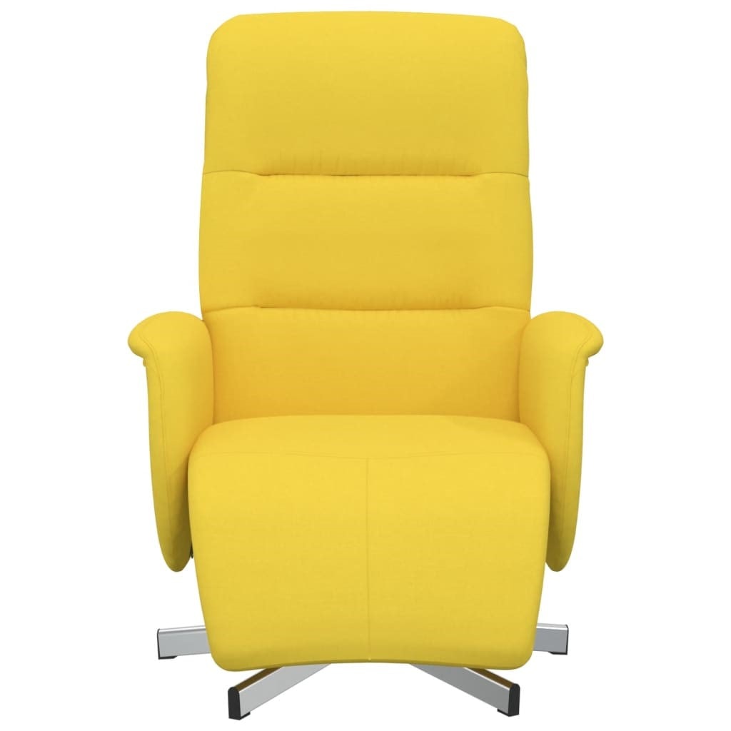 Fauteuil Inclinable Avec Repose-pieds - Jaune Clair Tissu - Rotation 360° - Assise Confortable Pour Salon