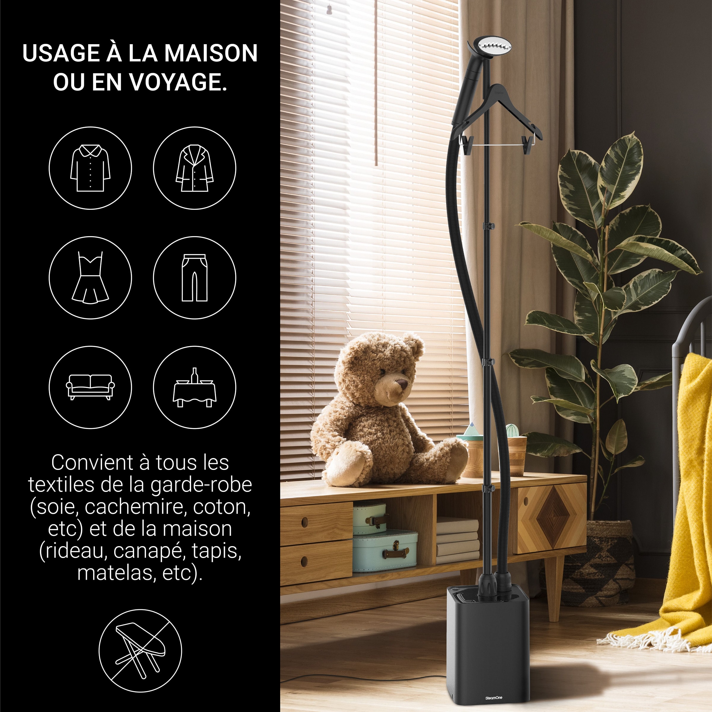 Défroisseur Vapeur Nomade SteamOne EUDTC120B – Noir Mat – Occasion