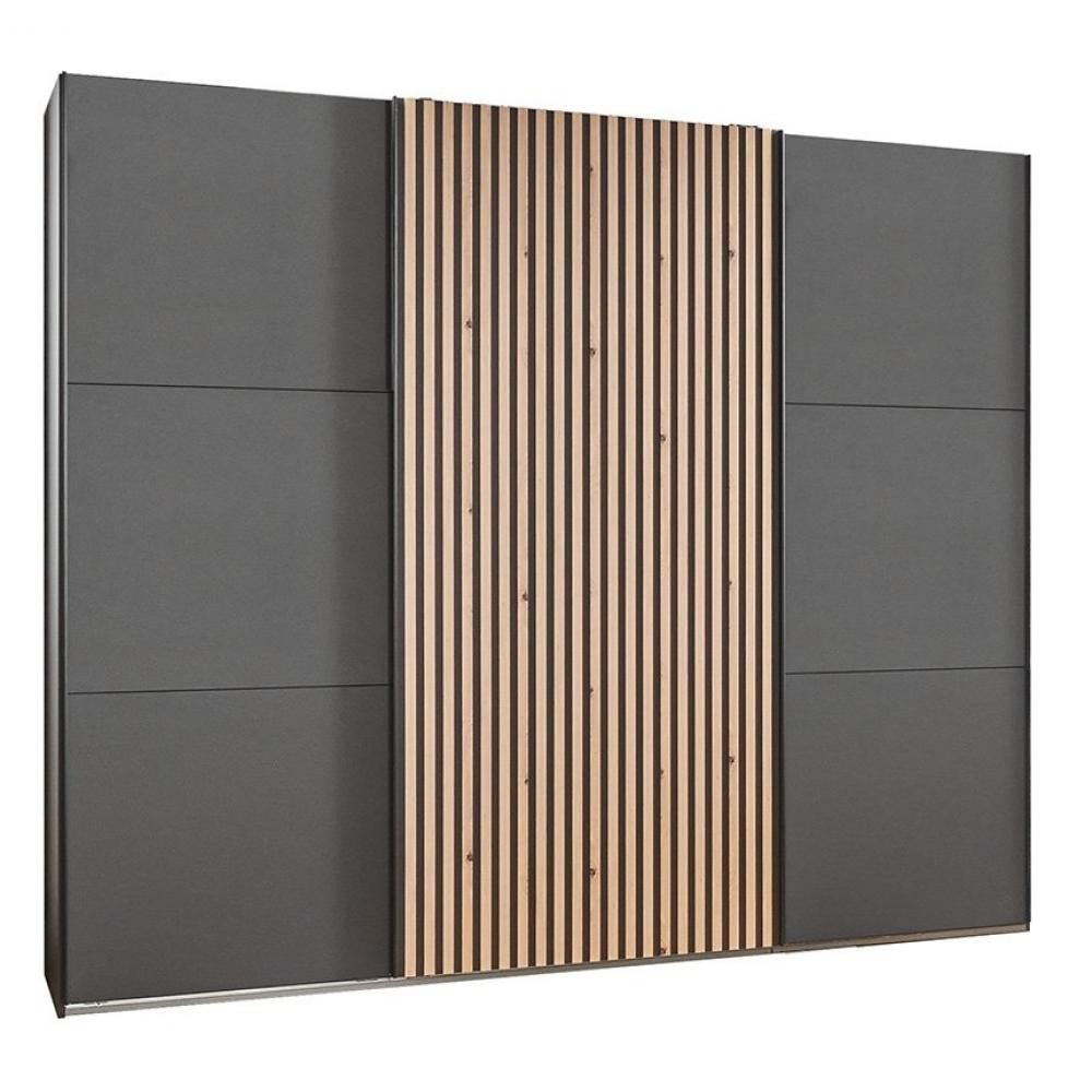 Armoire coulissante prisma 250cm graphite rechampis lamelles imitation