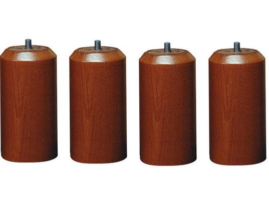 Lot De 6 Pieds Cylindriques Pour Sommier - Hauteur 25.5 Cm, Filetage M10, Avec Embouts De Protection