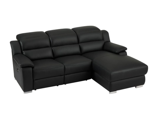 Canapé 3 Places Relax électrique En Cuir Noir Arena III - Mécanisme électrique, Têtière Réglable, Design Moderne