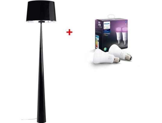 ALUMINOR Lampadaire salon Totem LS Noir 2 ampoules connect es Philips Hue