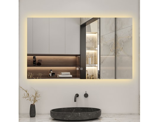 Aica 90x70cm led miroir de salle de bain rétro-éclairé sans cadre