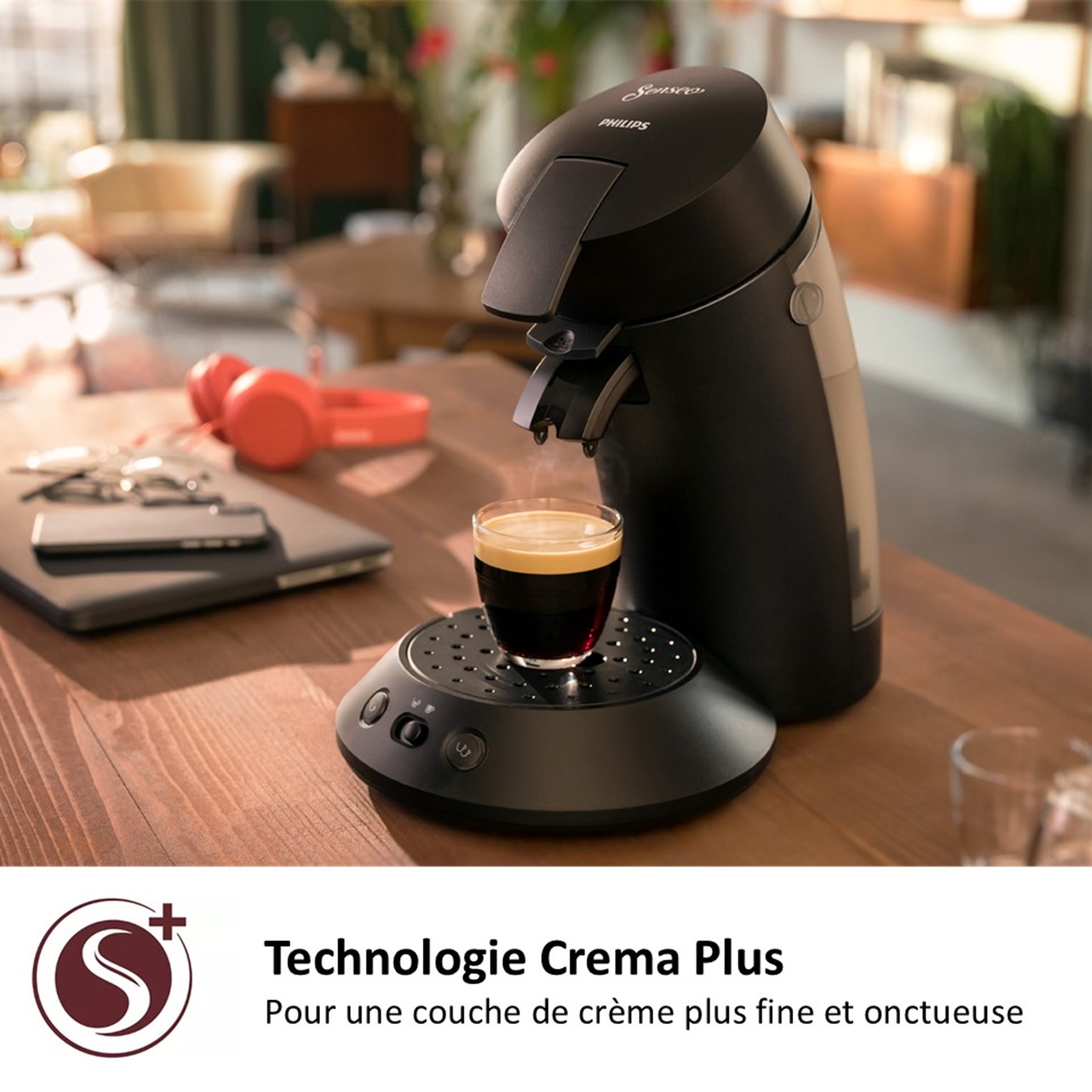 Philips Senseo Original Plus - Machine à Café à Dosettes (Blanc) - Café Long Ou Intense