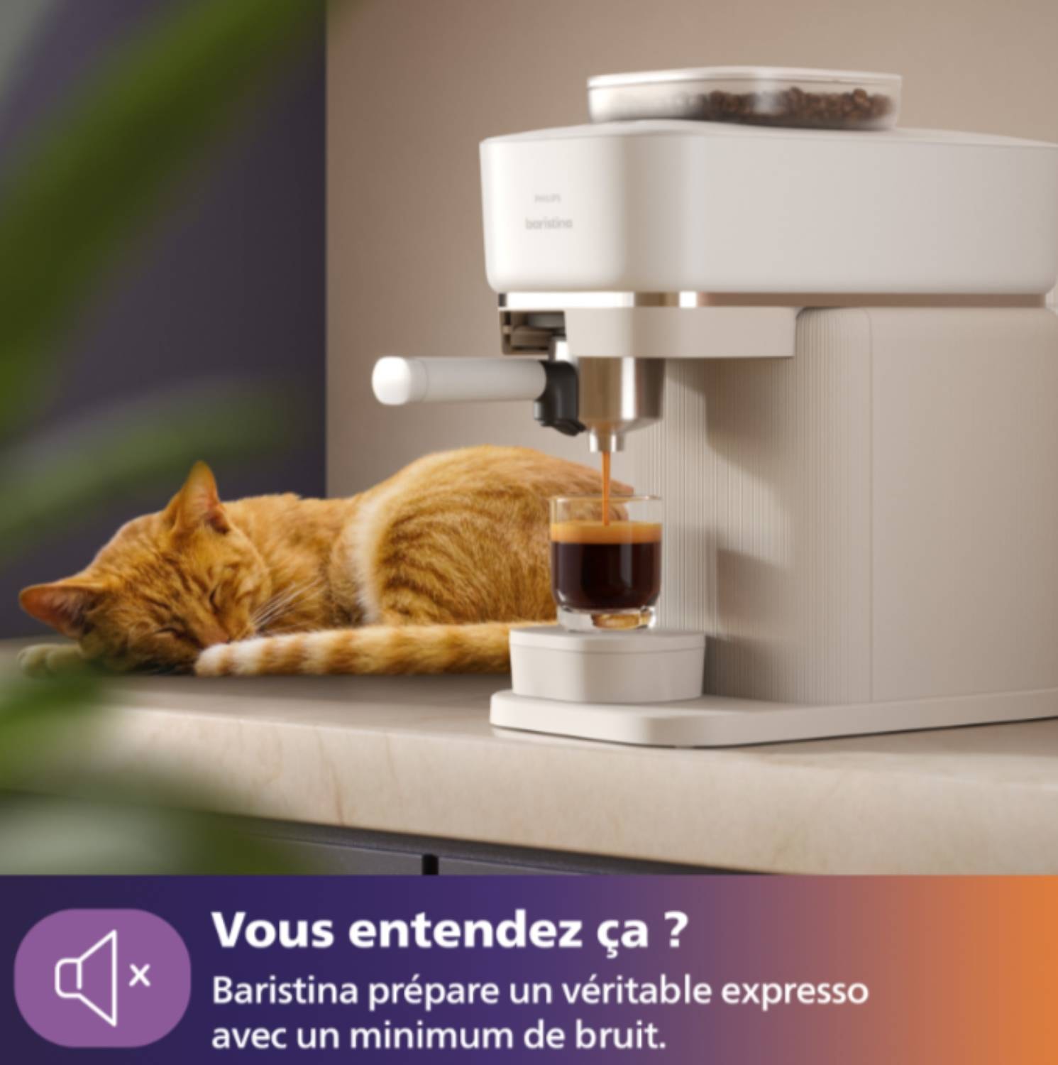 Mousseur à Lait Philips Baristina Blanc (BAR311/00) | Pour Lait Chaud Ou Froid | Fonctionne En 60s | Facile à Nettoyer