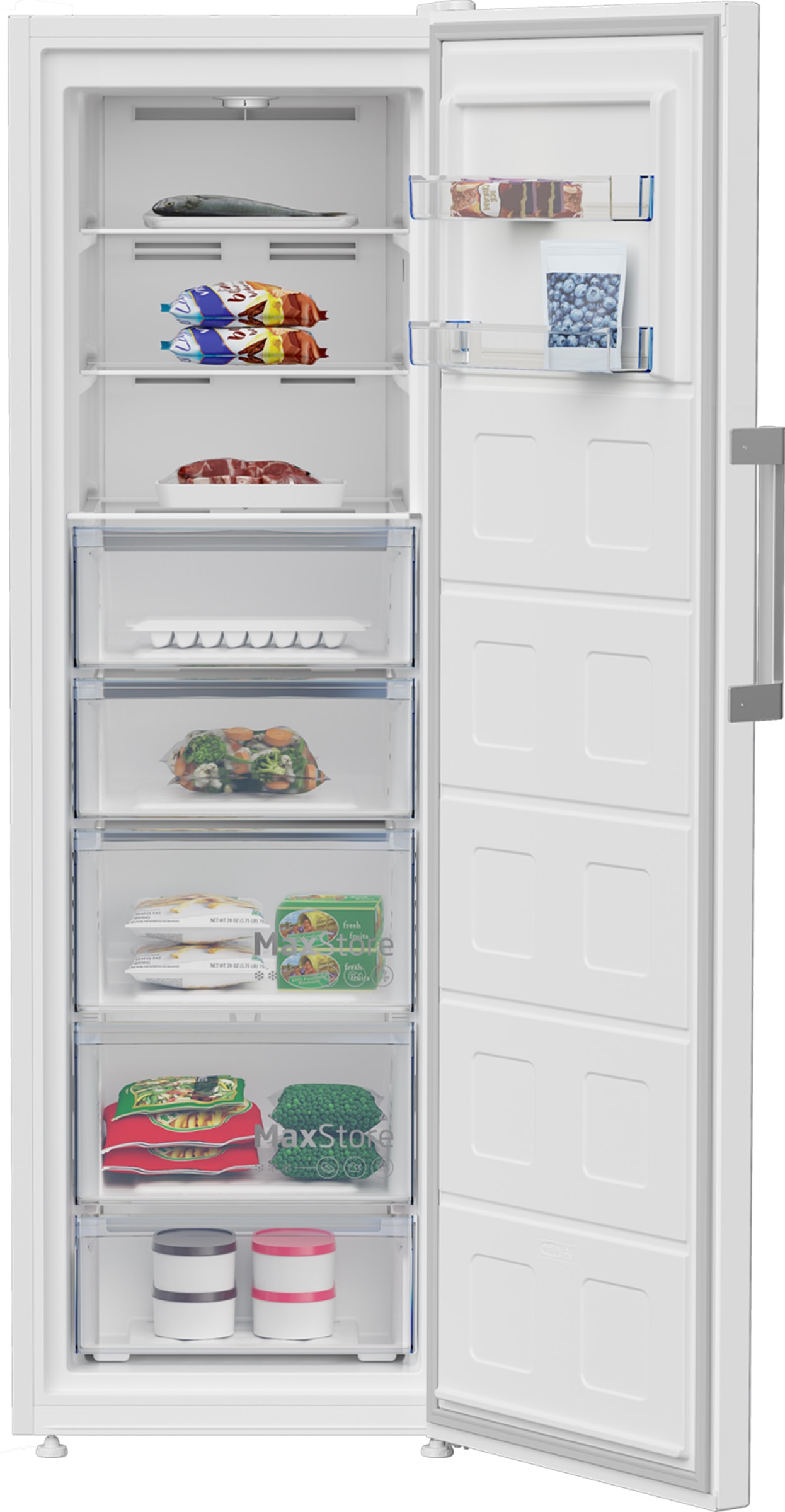 Congélateur Armoire Beko B1RFNE274W 220 Litres - No Frost, 5 Tiroirs | Économe, Alarme Porte Ouverte