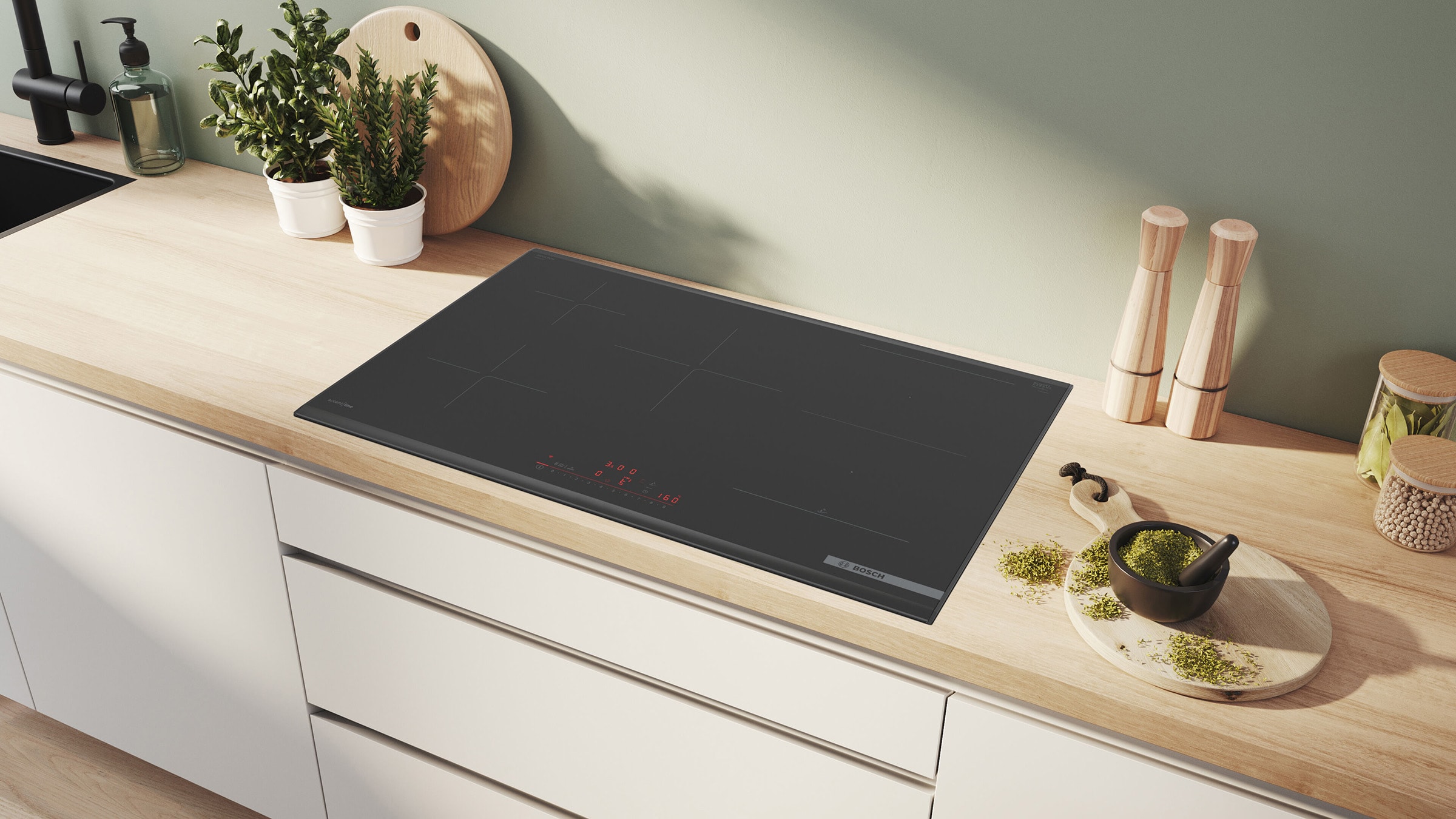 Plaque induction BOSCH PVW895HC1E, Accentline, Série 6, PerfectFry Plus