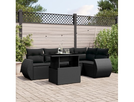 Salon De Jardin Avec Coussins Canapés Patio 10 Pcs Noir Résine